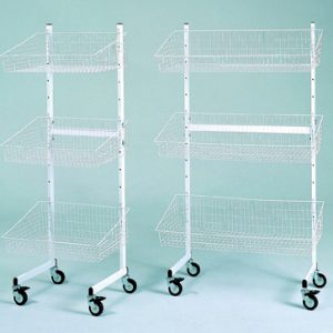 Verkaufsständer mit Rollen H:155xB:90cm, 3 Körbe