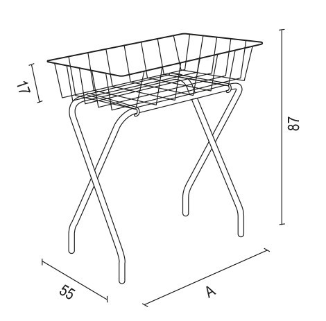 Draht-Wühlkorb, faltbar, H:87xB:75xT:55cm, chrom – Bild 2
