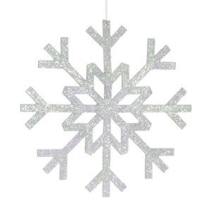 Schneeflocke Ø60cm, weiß irisierend beglittert