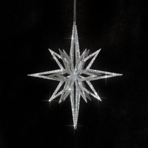 Stern 3D H:30xØ26cm, silber beglittert