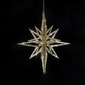 Stern 3D H:30xØ26cm, gold beglittert