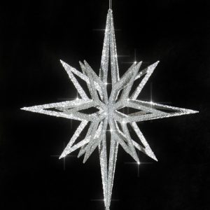 Stern 3D H:40xØ36cm, silber beglittert