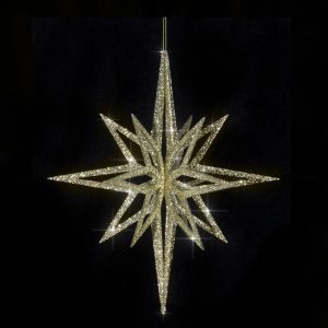 Stern 3D H:40xØ36cm, gold beglittert