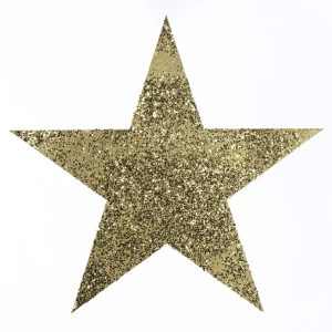 Glitterstern-Hänger, flach Ø55cm, gold