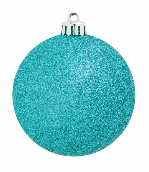 Weihnachtskugeln aqua beglittert