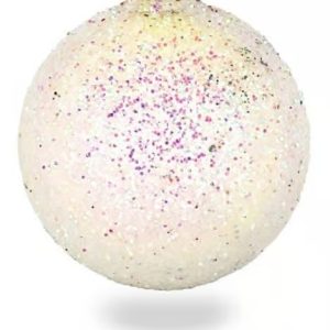 Weihnachtskugel Glitter Ø10cm, weiß-irisierend