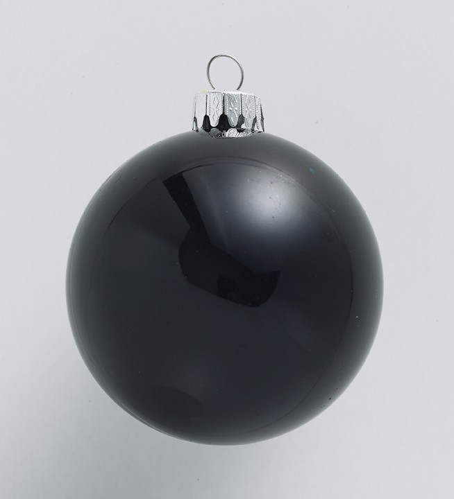 Weihnachtskugeln Ø60mm, schwarz glänzend, 24 Stück/Box