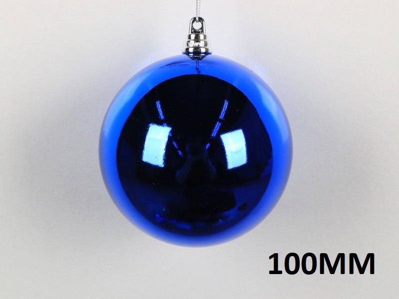 Weihnachtskugel Ø10cm, blau glänzend – Bild 2