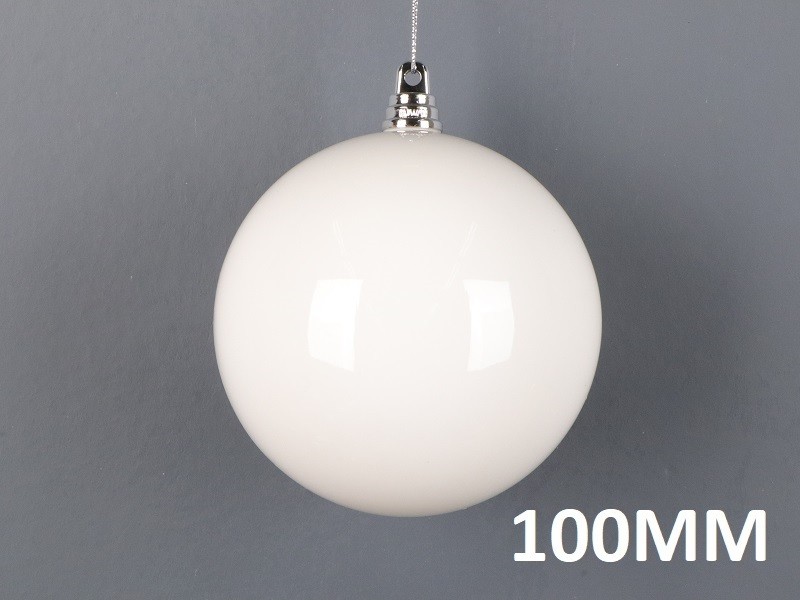 Weihnachtskugel Ø10cm weiß glänzend – Bild 2