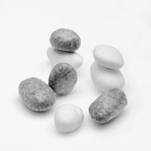 Kieselsteine, groß, 8-teilig, 7-10cm sort., grau/weiß