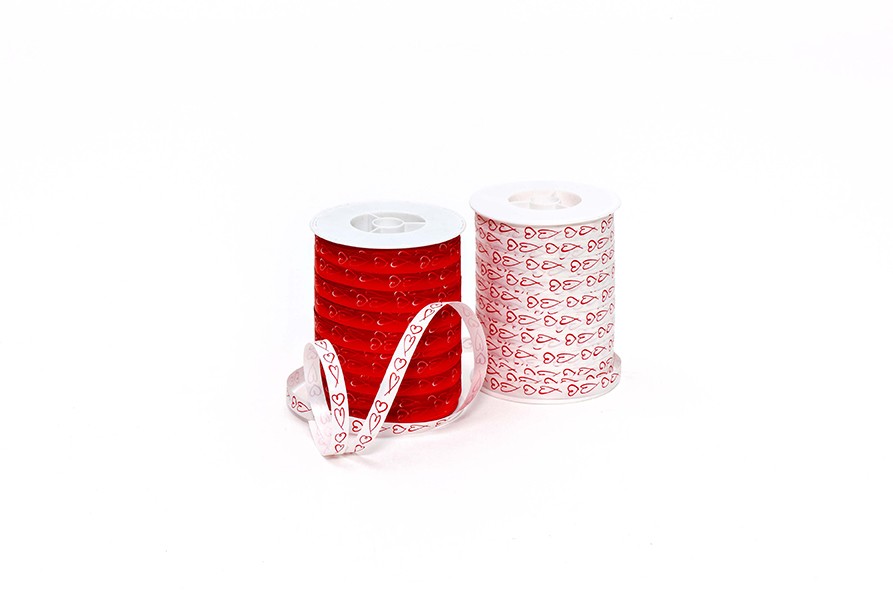 Herz-Florband B:10mm Obsession, weiß/rot