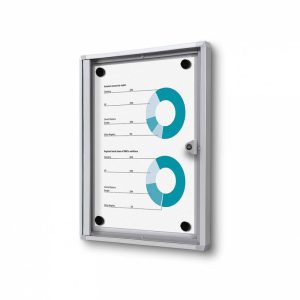 Schaukasten 1 x Din A4, B1-zertifiziert, für Innen, silber, versperrbar