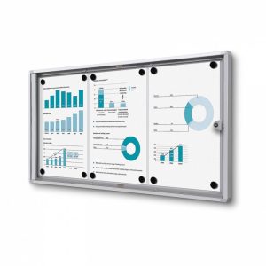 Schaukasten 3 x Din A4, B1-zertifiziert, für Innen, silber, versperrbar