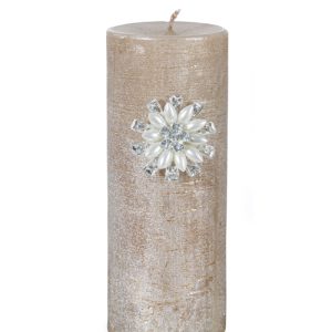 Metall-Kerzenbrosche Blume, silber, Ø5cm