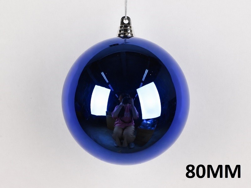 Weihnachtskugel Ø80mm, blau-glänzend – Bild 2