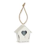 Metall-Hänger "Vogelhaus" 2,5x5xH:5cm, weiß