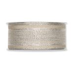 Leinenband mit Lurex B:40mm, natur/silber, L:18m/Rolle