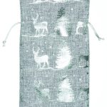 Leinen-Beutel mit Rentier/Baum 25x35cm, grau/silber, 6 Stk./Pkg.
