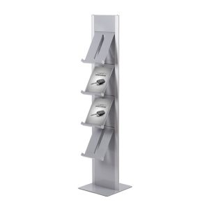 Prospektständer "Design"  4 x DIN-A4, H:166,5cm, silber