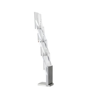 Prospektständer "DeLuxe"  4 x DIN-A4, H:156cm, silber