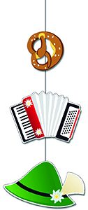 Kette "Brezen/Ziehharmonika/Hut" L:70x30cm, bunt