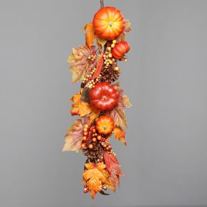 Herbstlaub-Girlande L:78, mit Kürbis, Beeren u.Zapfen