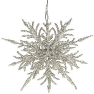 Filigran-Schneekristall 3D, Ø 12cm, perl-silber glitter