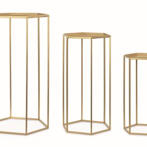 Metall-Strukturpodeste 3-tlg, mit Einlageschale, gold