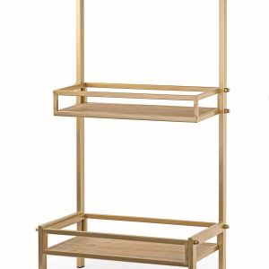 Metall-Regal x 3, gold mit Holzeinlagen, H:99cm