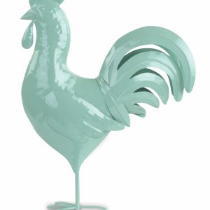 Metall-Hahn Set 2-tlg., H:52+46cm, mint