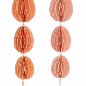 Waben-Ei-Girlande x 3, 2-teilig L:31cm, rosa/lachsrot