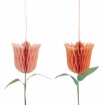 Waben-Tulpen-Aufhänger H:18cm, 2-tlg., rosa/lachsrot