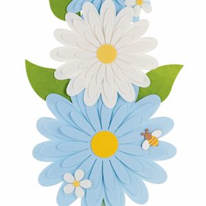 Filz Blumenaufsteller, H:86 cm, hellblau/weiß