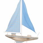 Segelboot, H:80x50x10cm, blau/beige