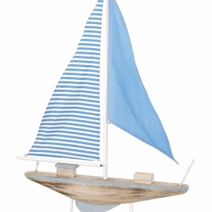 Segelboot, H:80x50x10cm, blau/beige