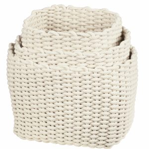 Korb rechteckig geflochten 3-tlg., 35x24x28cm bis 44x31x34cm