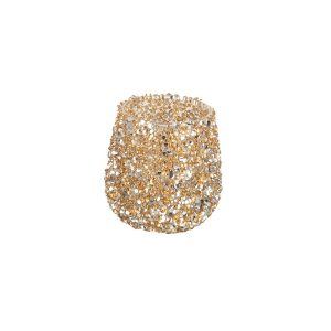 Teelichtglas, Ø8cm H:8,5cm, gold-glitzer