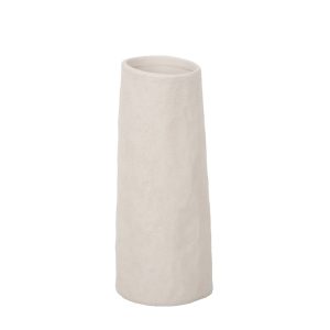 Tischvase, Ø10cm H:24cm, weiß-sand, Ton-Optik