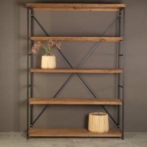 Wandregal, 4-stöckig, 153x47cm H:210cm, braun/schwarz