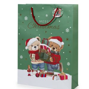 Tragetasche "Bears" 33x12,7x45,7cm, grün