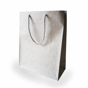 Tragetasche "Glitter"26x12x32cm, silber