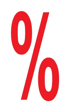 Hänger "%-ZEICHEN", 42x72cm, weiß/rot