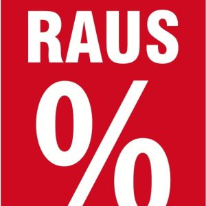 Rahmenplakat "Alles muss raus %" DIN A1