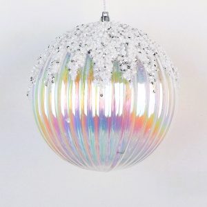 Schneekugel "Stripe" Ø12cm, transparent irisierend