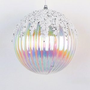 Schneekugel "Stripe" Ø15cm, transparent irisierend
