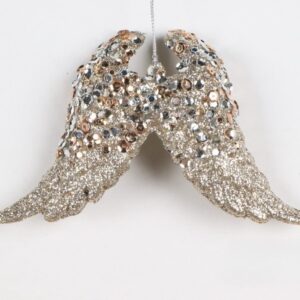Engelsflügel-Hänger H:12cm, rosengold-glitter mit Pailletten