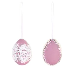 Oster-Eier mit Spitzen-Deko, 6-tlg., rosa