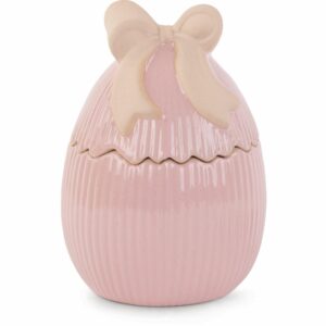 Ei-Schale mit Deckel+Schleife, rosa, Ø13cm H:20cm