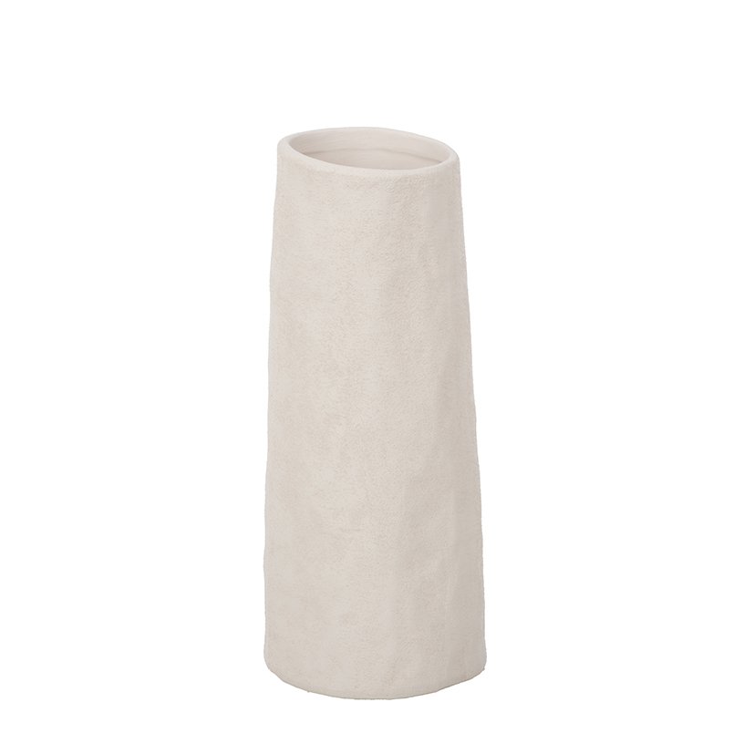 Tischvase, Ø10cm H:24cm, weiß-sand, Ton-Optik