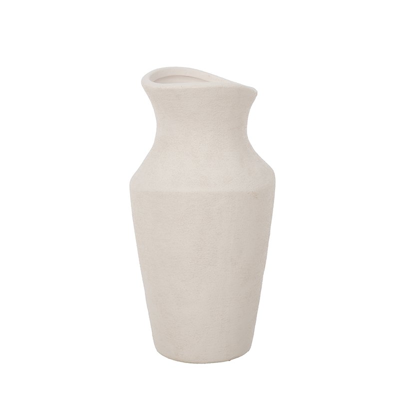 Tischvase, Ø11cm H:21,5cm, weiß-sand, Ton-Optik